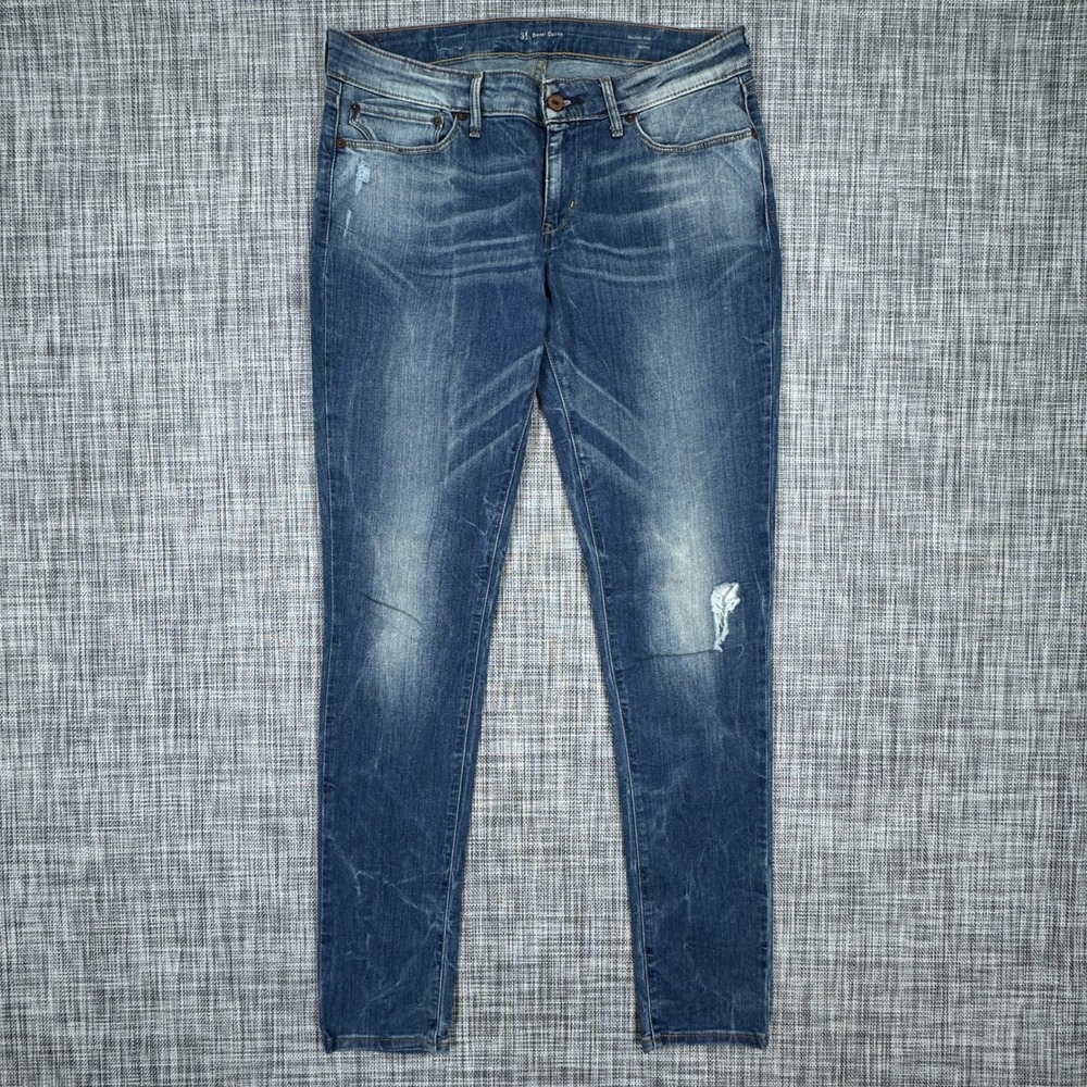 Levis Demi Curve Jeans Womens 31x34 Modern Rise Skinny Blue Distressed Stretch